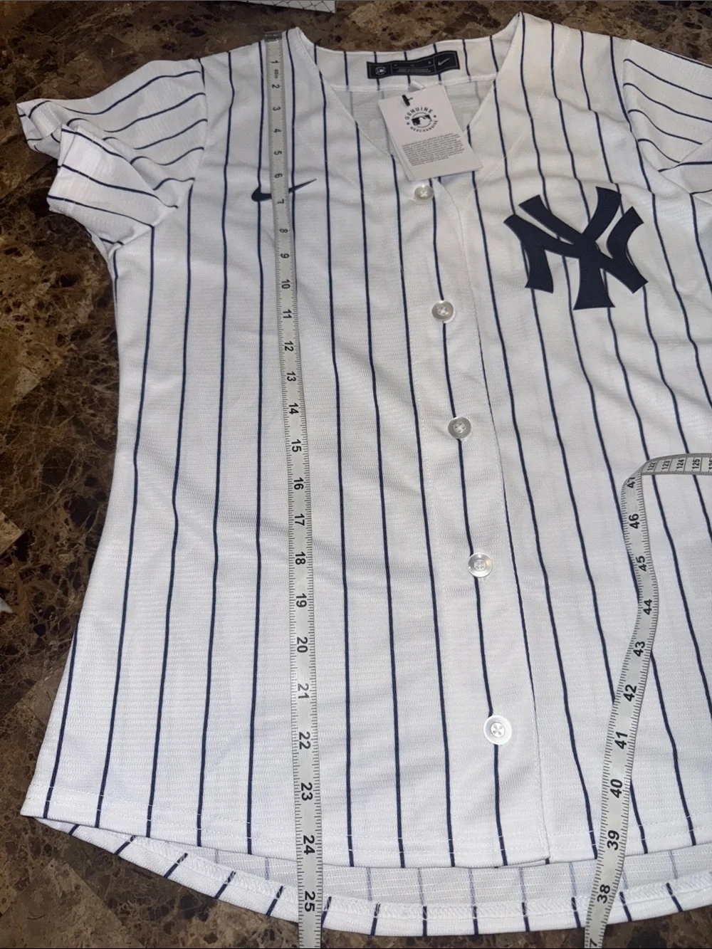 Nike White Pinstripe New York Yankees Button-Up Jersey Women’s Size Medium #99 - Picture 8 of 13